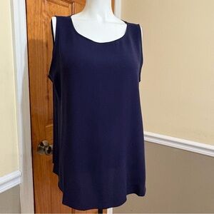Eileen Fisher Silk Georgette Crepe    Midnt ballet NK Top Sz.PL